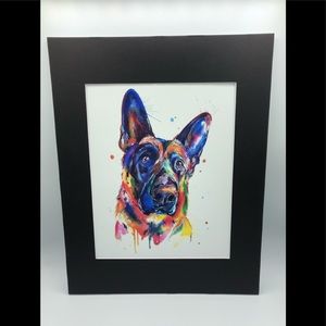 Colorful German Shepard Art Print 11x14 inch